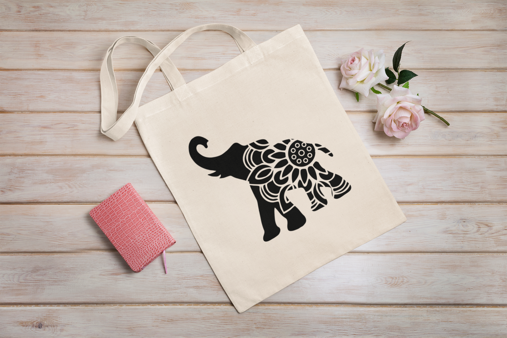 ORGANIC MANDALA ELEPHANT TOTE BAG LOVE ME BAG UK